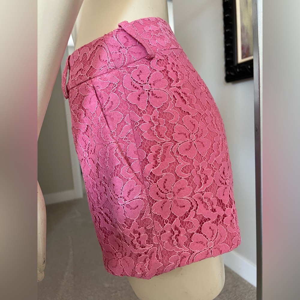 Lace High-Waist Pink Women's Shorts - Picture 8 of 14